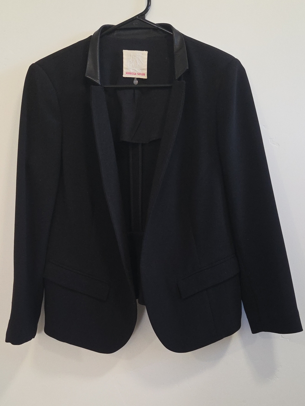 Rebecca Taylor Black Blazer with Faux Leather Collar